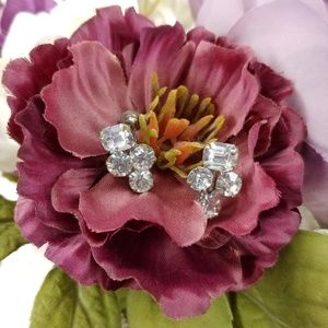 Vintage Crystal Stone Clip Statement Earrings